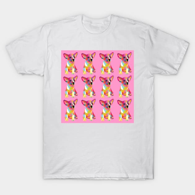 Cute Puppy Pattern pink bg T-Shirt by AhmadNusyirwan